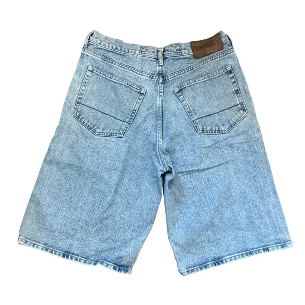 Vintage Nautica Jeans Mens Denim Shorts 32 Light Wash Relaxed Fit Summer Style